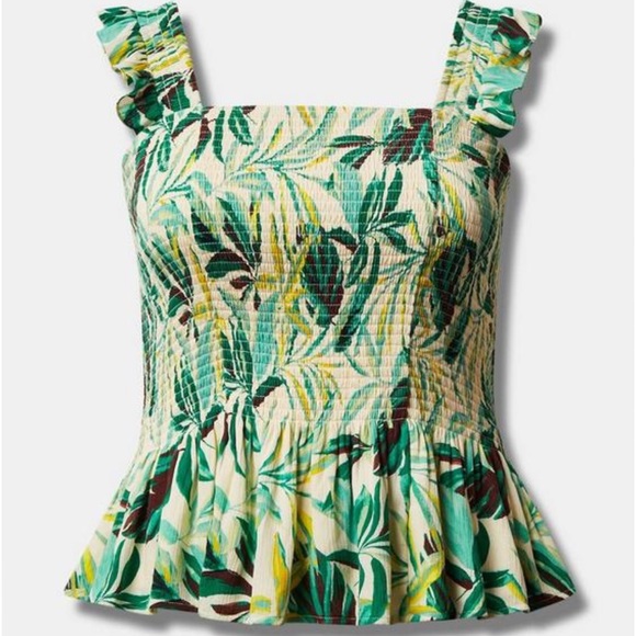 NWT $50!! TORRID smocked peplum tropical tank top, 3X. - Picture 3 of 9